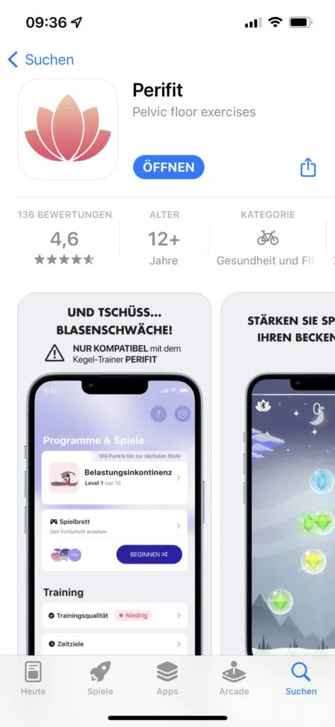 Die Perifit App gibt es im AppStore von Apple oder im Google Play Store