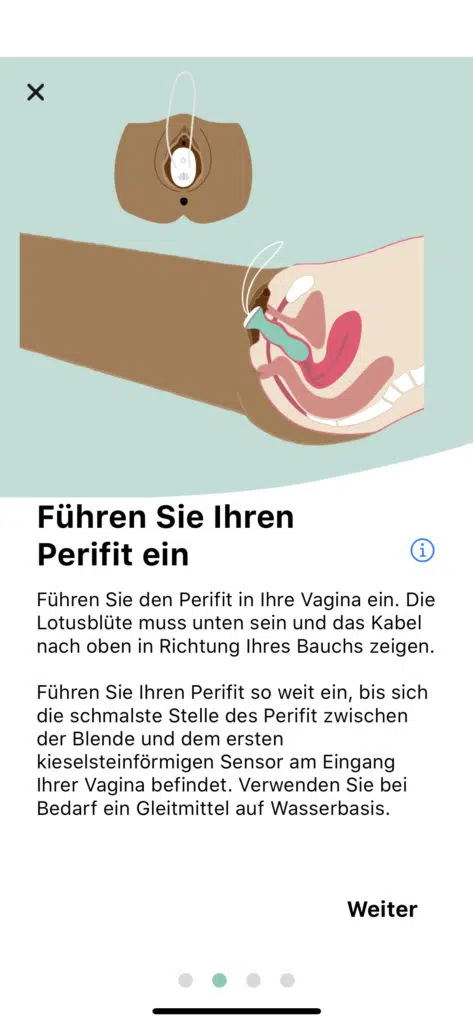 Bildliche Darstellungen helfen bei der ersten Benutzung von Perifit