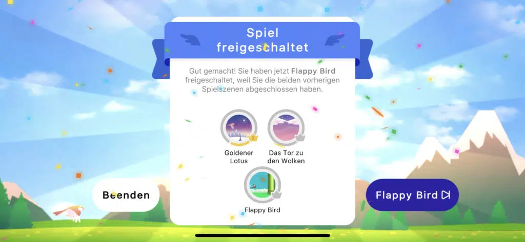 Nach jeder Übungseinheit werden die Ergebnisse angezeigt
