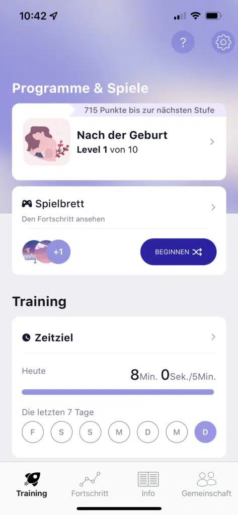 In der Perifit App kann man viele unterschiedliche Programme auswählen